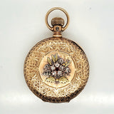 1886-1887 14Kt Yellow Gold Diamond And Ruby Waltham Hunters Case Pocket Watch