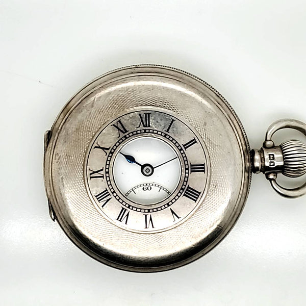 Antique English Sterling Silver Demi-case Pocket Watch