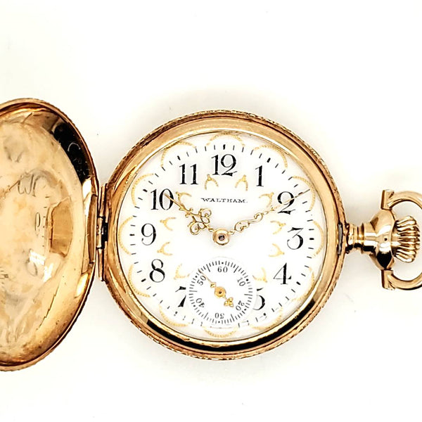 1903 14Kt Yellow Gold 0 Size Waltham Hunters Case Pocket Watch