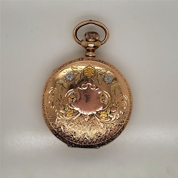 1909 Elgin Gold Filled Three Color Gold Hunters Case Pocket Watch