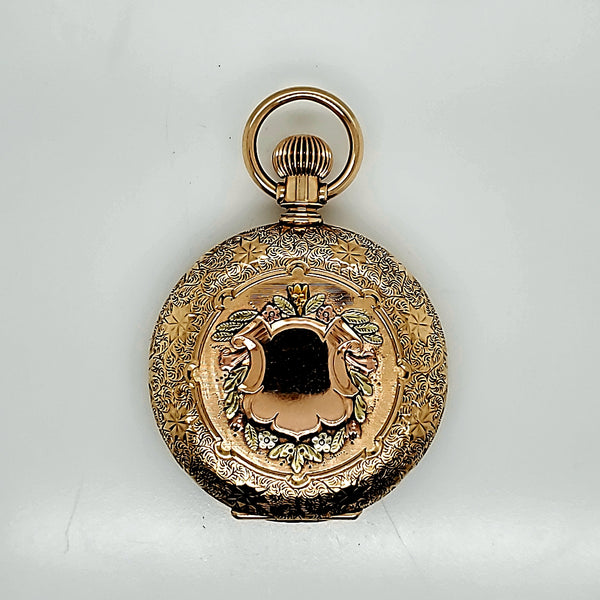 1885 Illinois 14Kt Three Color Gold Hunters Case Pocket Watch