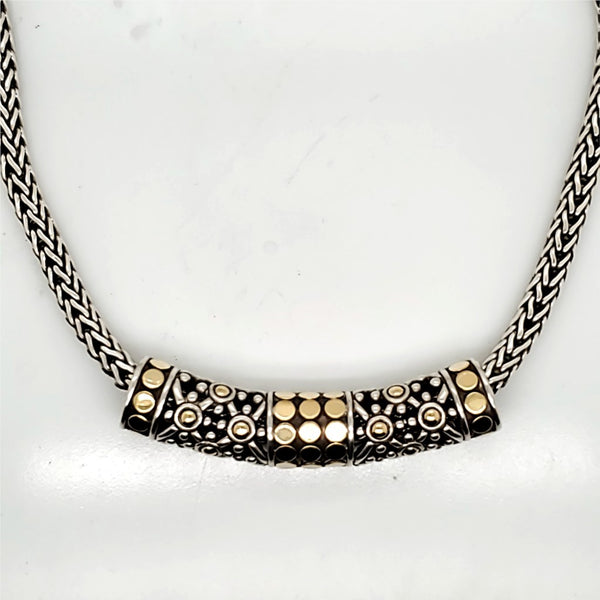 Pre - Owned John Hardy Sterling Silver and 18kt Yellow Gold Necklace and Enhancer