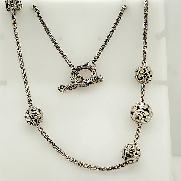 Charles Krypell Silver Ivy Bead Necklace