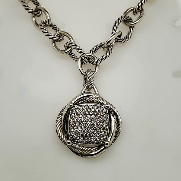 Pre-owned David Yurman Pave Diamond Infinity Pendant