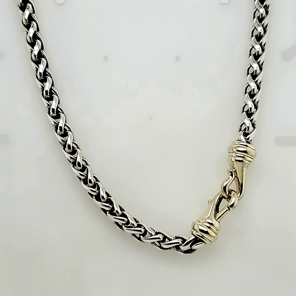 Pre - Owned David Yurman Sterling and Yellow Gold Wheat Chain