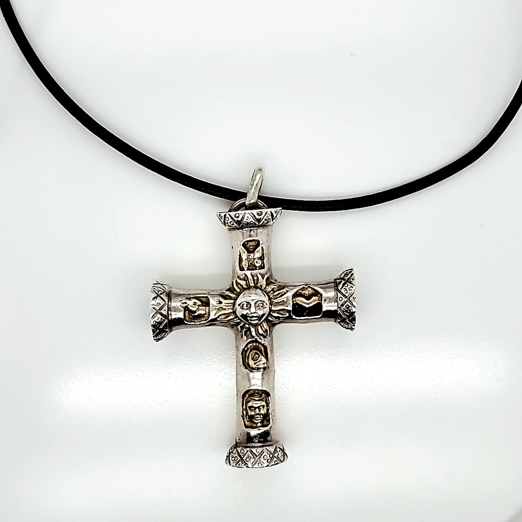 Sergio Bustamante Sterling & Yellow Gold Designer Cross