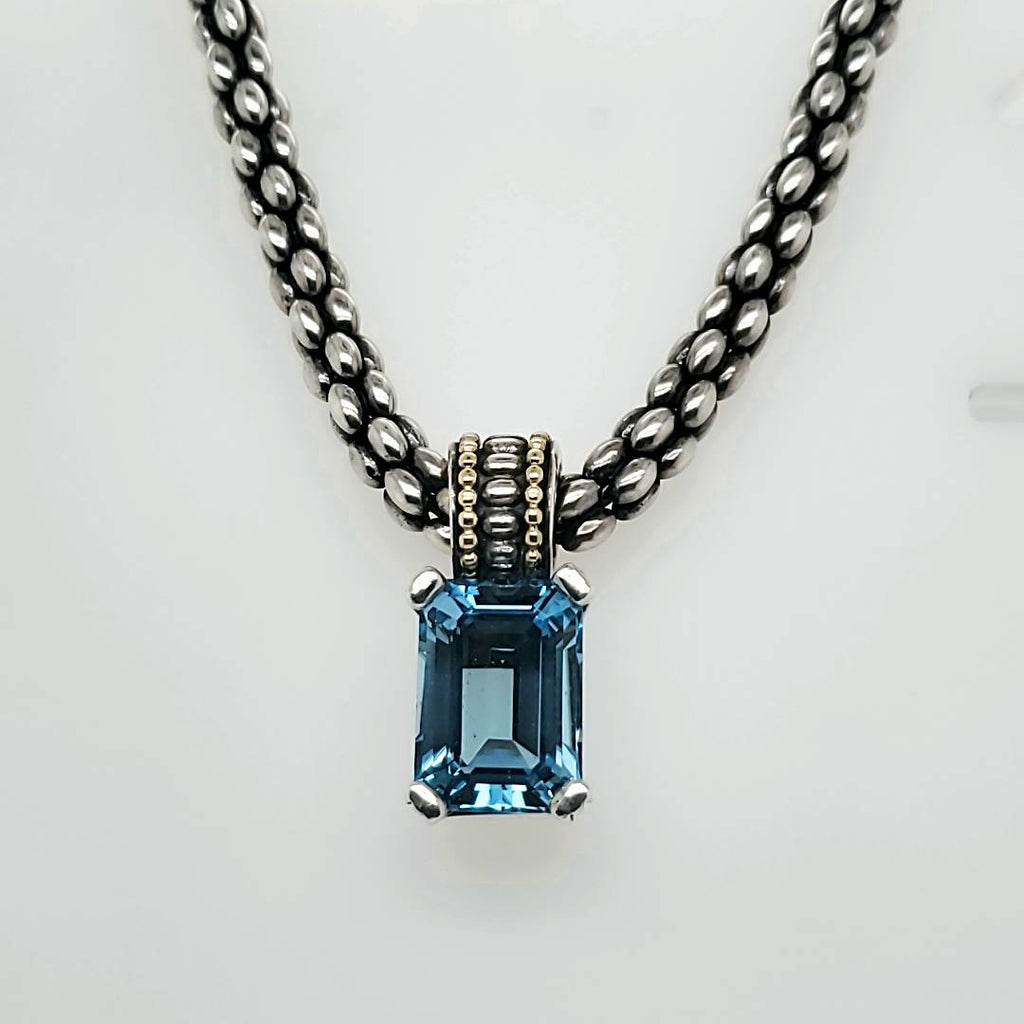 Lagos Caviar Swiss Blue Topaz Beaded Necklace