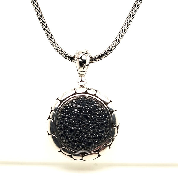 John Hady Sterling Silver and Black Sapphire Pendant Necklace