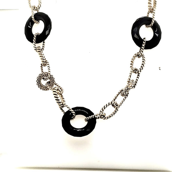 Judith Ripka Sterling Silver and Onyx Necklace