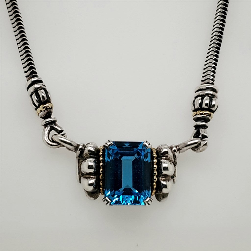 Lagos Caviar Swiss Blue Topaz Beaded Necklace