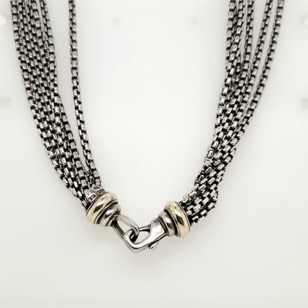 David Yurman Sterling Silver and 14kt Yellow Gold Multi Strand Necklace