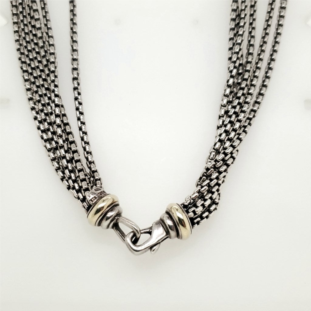 David Yurman Sterling Silver and 14kt Yellow Gold Multi Strand Necklace