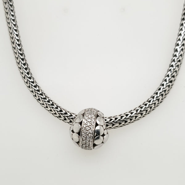 John Hardy Sterling Silver and Diamond Pendant Necklace