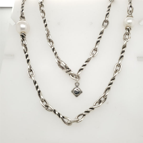 David Yurman Sterling Silver and Pearl Necklace