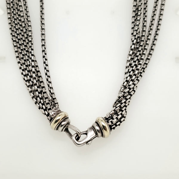 David Yurman Sterling Silver and 14kt Yellow Gold Multi Strand Necklace