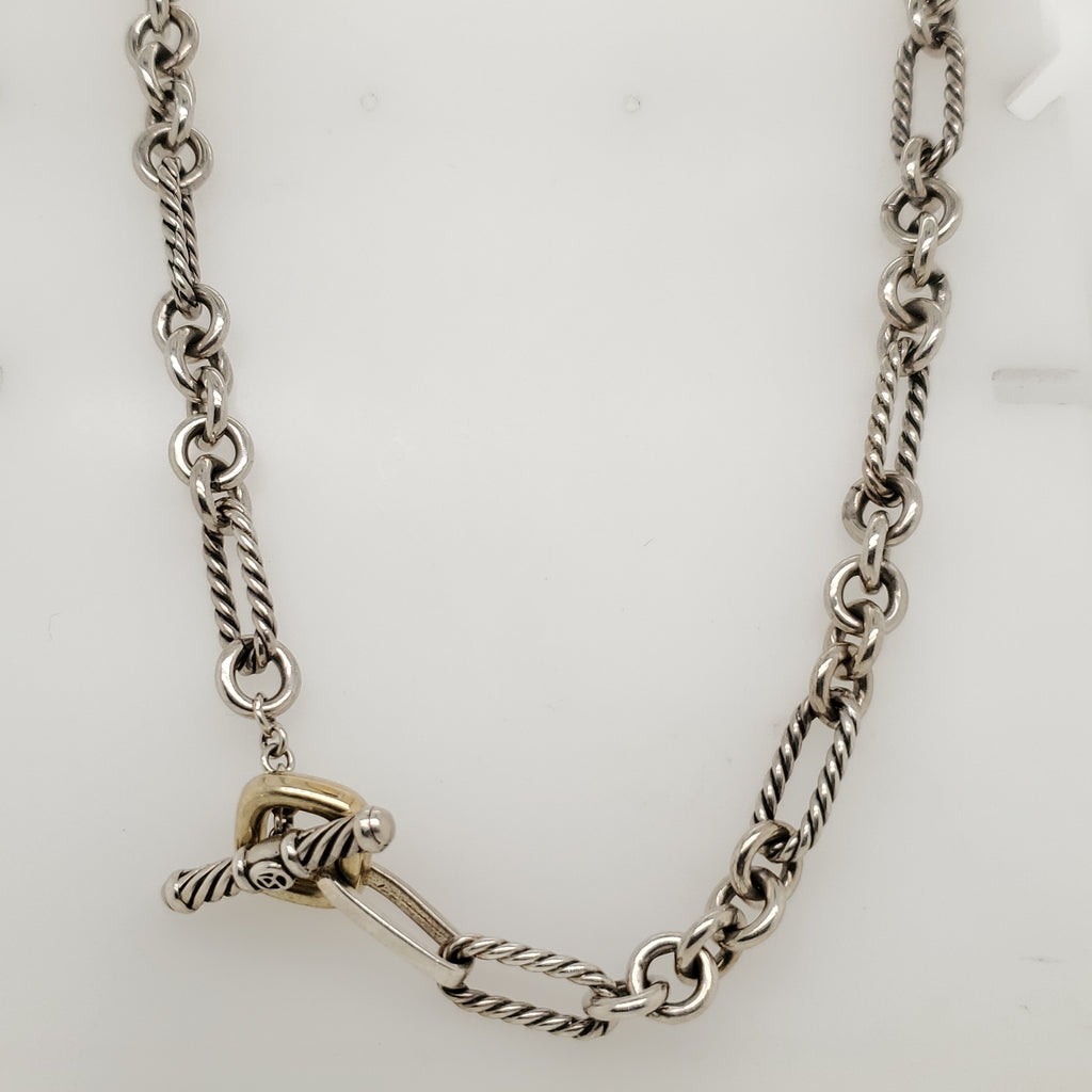 David Yurman Sterling Silver and 18kt Yellow Gold Necklace