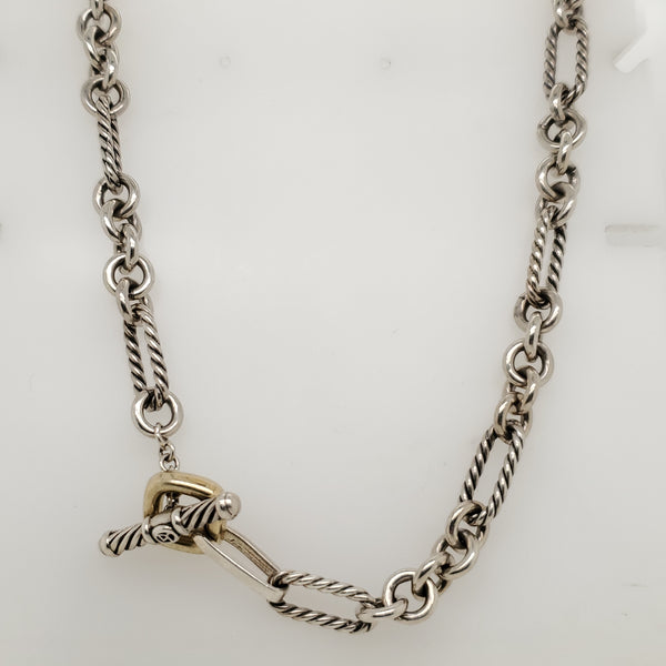 David Yurman Sterling Silver and 18kt Yellow Gold Necklace