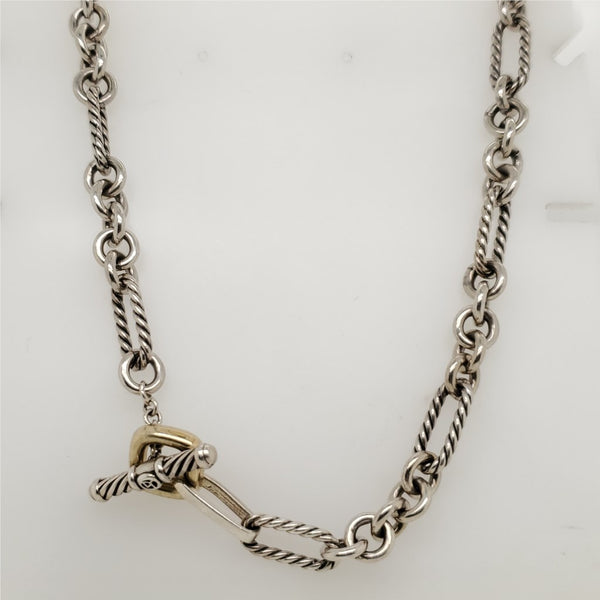 David Yurman Sterling Silver and 18kt Yellow Gold Necklace
