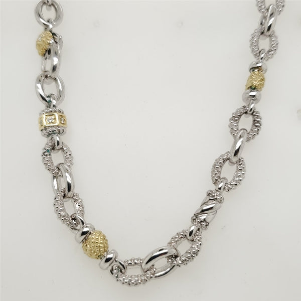 Judith Ripka Sterling Silver and 18kt Yellow Gold Diamond Necklace
