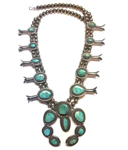 Southwestern Sterling Silver Squash Blossom Necklace