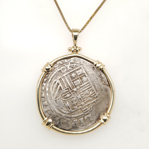 14kt Yellow Gold and Silver Atocha Ship Wreck Coin Pendant