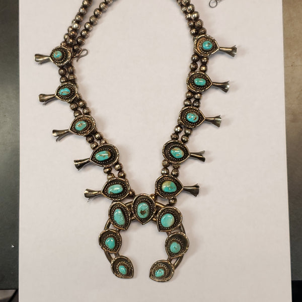 Southwestern Sterling Silver Squash Blossom Necklace
