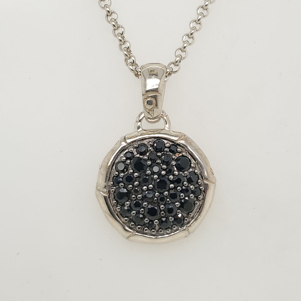 John Hady Sterling Silver and Black Sapphire Pendant Necklace