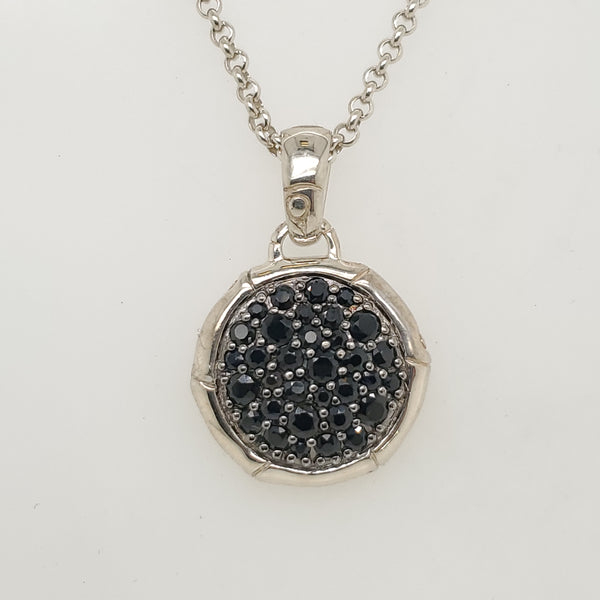 John Hady Sterling Silver and Black Sapphire Pendant Necklace