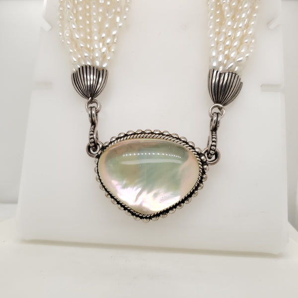 Stephen Dweck Sterling Silver Multi Strand Pearl Necklace