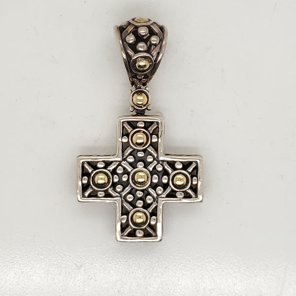 John Hardy Silver And 18kt Yellow Gold Cross Pendant