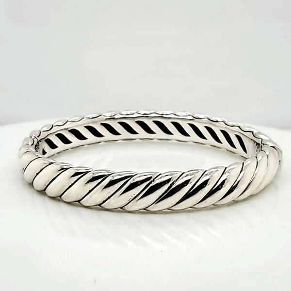 Pre-owned David Yurman Sterling Silver Sculpted Cable Bangle Bracelet