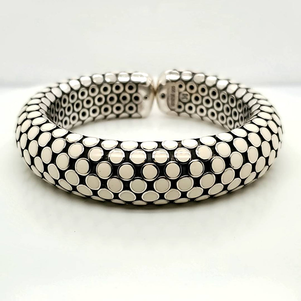 John Hardy Sterling Silver White Enamel Dot Flex Cuff Bracelet