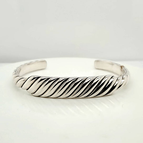 Pre-owned Mens David Yurman Sterling Silver Sculpted Cable Cuff Bracelet