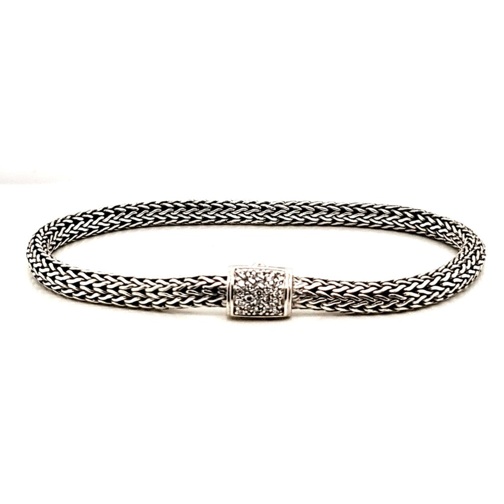 Pre - Owned John Hardy Silver And Diamond Bracelet