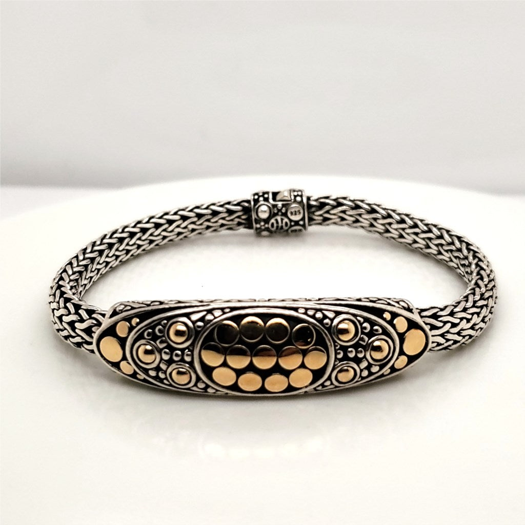 John Hardy Sterling Silver and 18kt Yellow Gold Bracelet