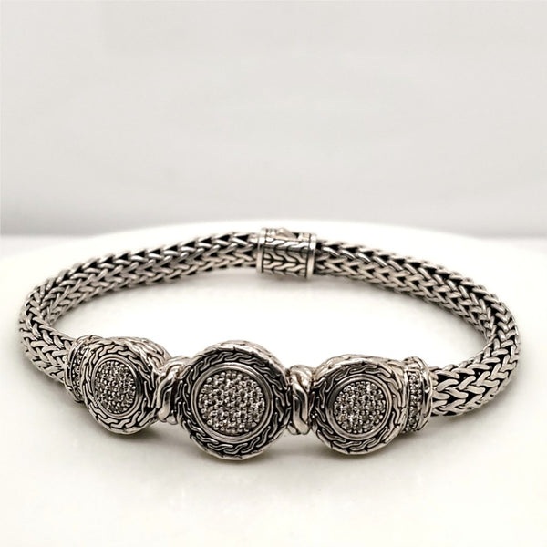 John Hardy Sterling Silver and Diamond Bracelet