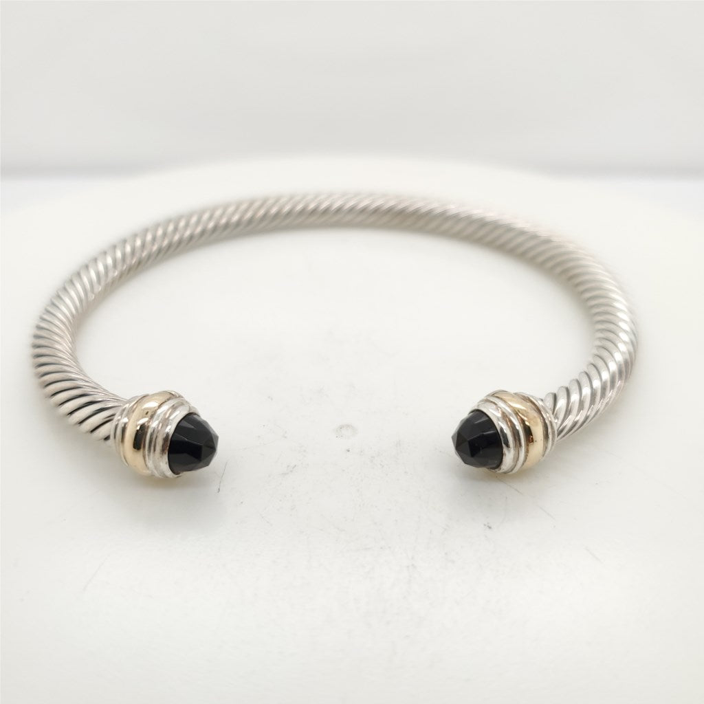David Yurman Sterling Silver Onyx Cable Cuff Bracelet