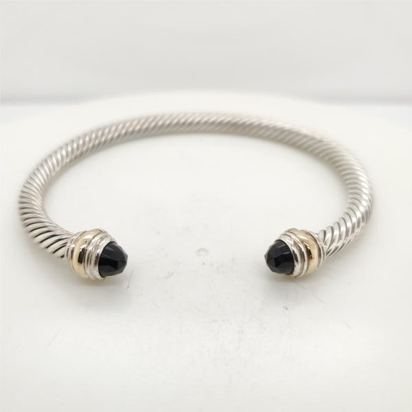David Yurman Sterling Silver Onyx Cable Cuff Bracelet