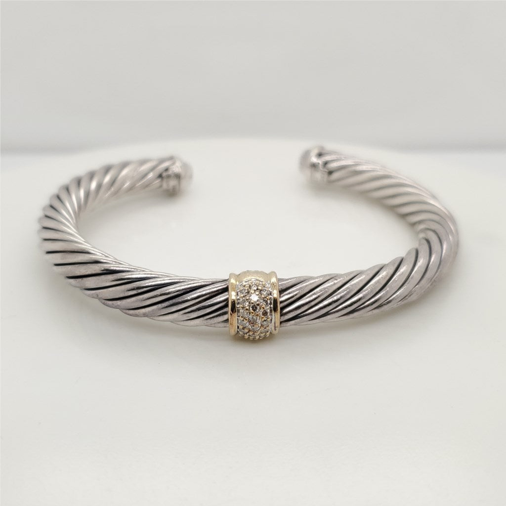 David Yurman 7mm Cable Diamond Station Bracelet