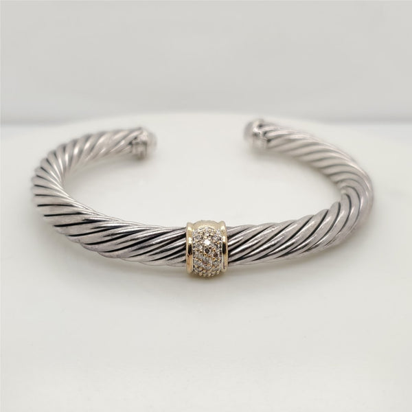David Yurman 7mm Cable Diamond Station Bracelet