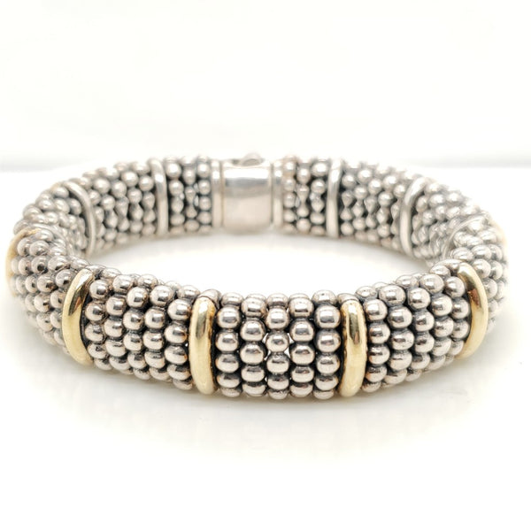 Lagos Caviar Sterling Silver and 18kt Yellow Gold Bracelet