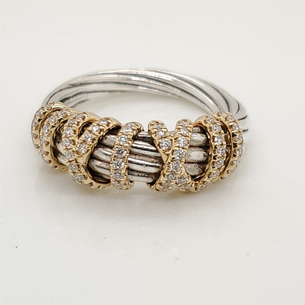 David Yurman Helena Sterling Silver And 18Kt Yellow Gold Cable Ring