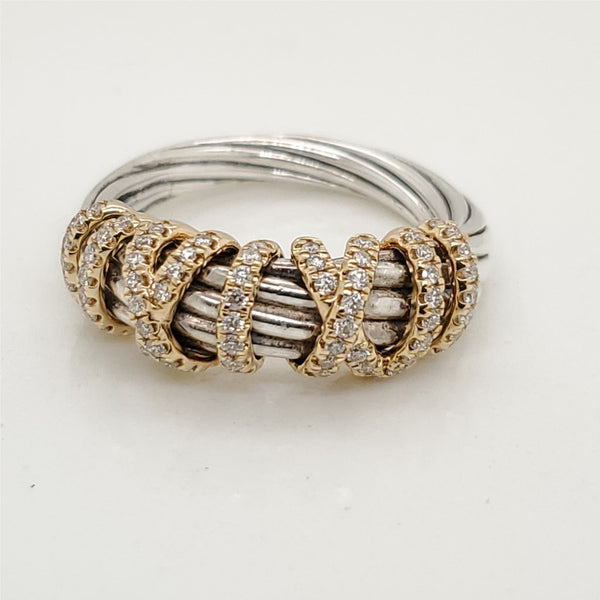 David Yurman Helena Sterling Silver And 18Kt Yellow Gold Cable Ring