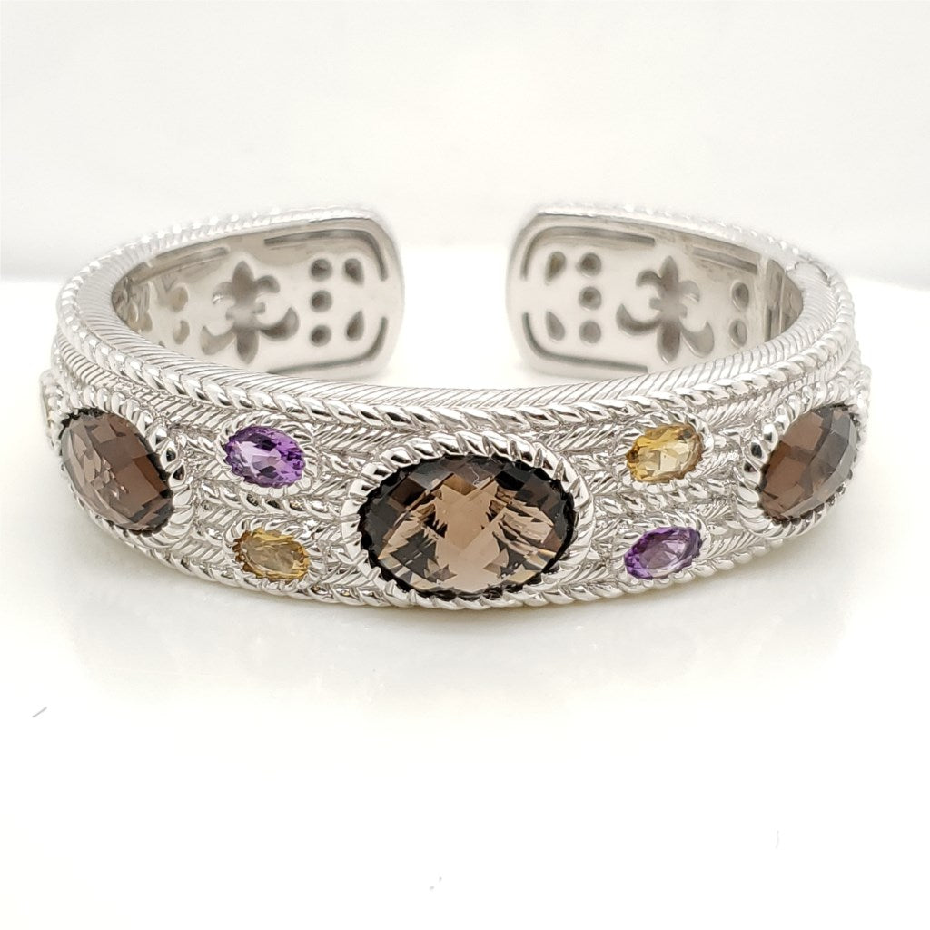 Judith Ripka Sterling Silver and Gem Stone Cuff Bracelet