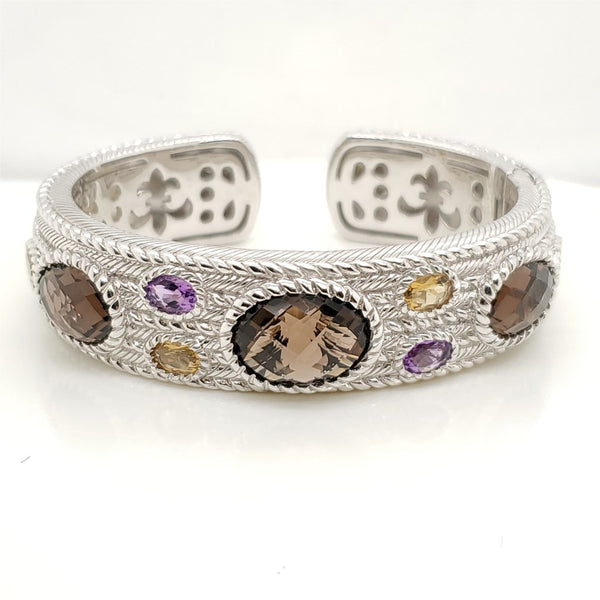 Judith Ripka Sterling Silver and Gem Stone Cuff Bracelet