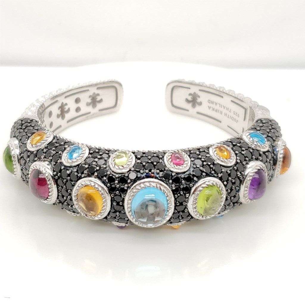 Judith Ripka Sterling Silver and Gem Stone Cuff Bracelet