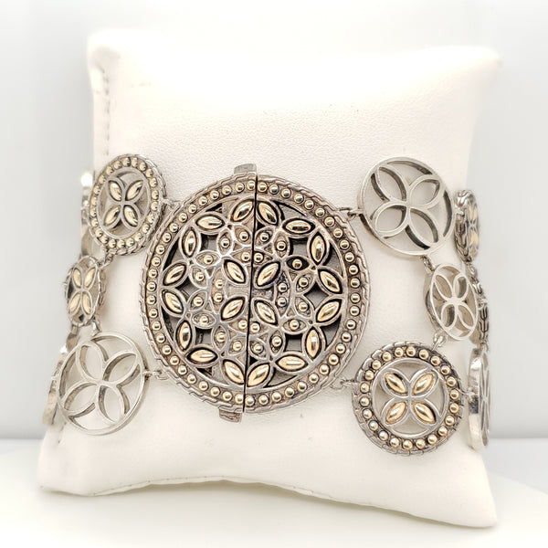 John Hardy  Sterling Silver and 18kt Yellow Gold Kawung Bracelet