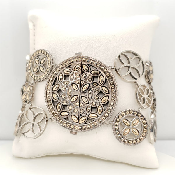 John Hardy  Sterling Silver and 18kt Yellow Gold Kawung Bracelet