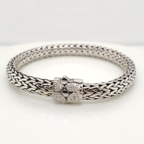 John Hardy Sterling Silver And Diamond Bracelet