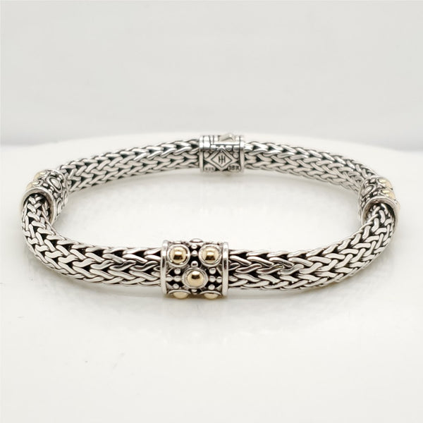 John Hardy Sterling Silver and 18kt Yellow Gold Bracelet